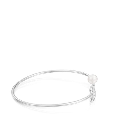 Silver Bangle with cultured pearl New Silueta |