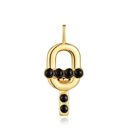 Pendant with 18kt gold plating over silver and onyx MANIFESTO