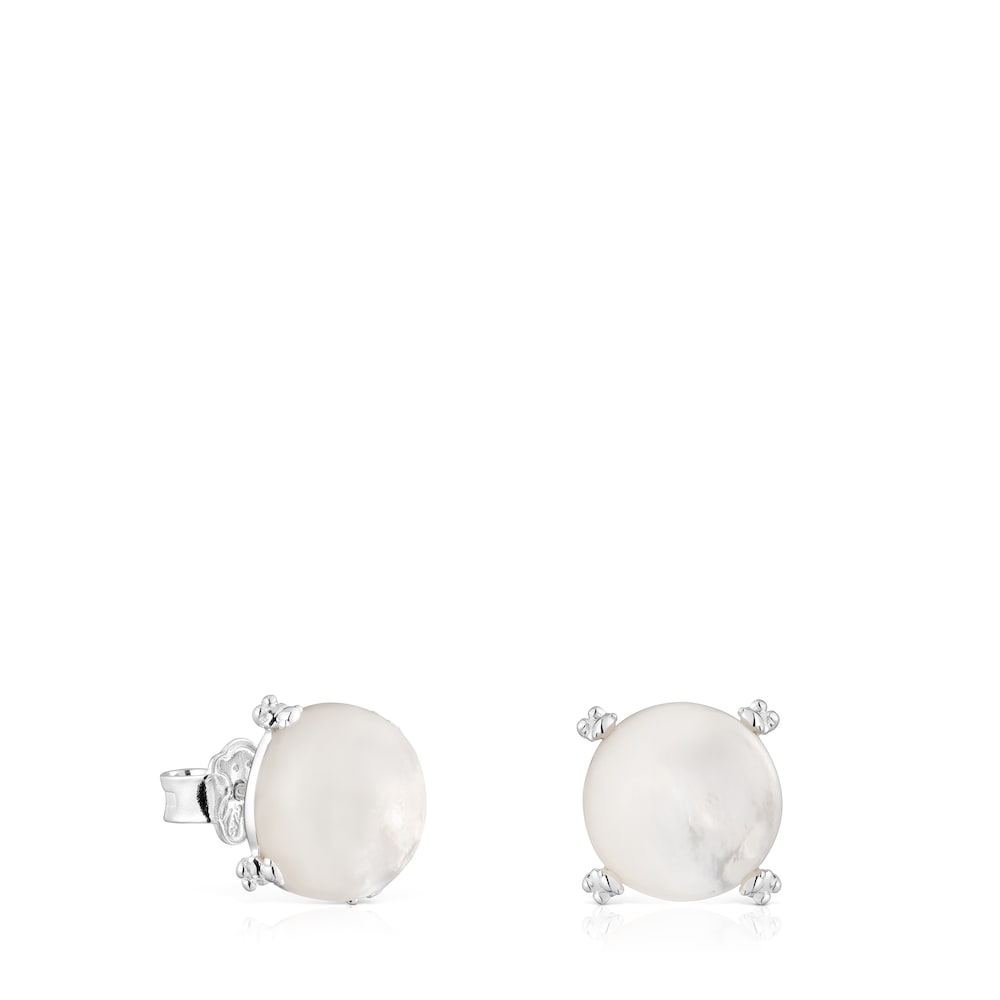 Silver Color Pills Earrings with mother-of-pearl |