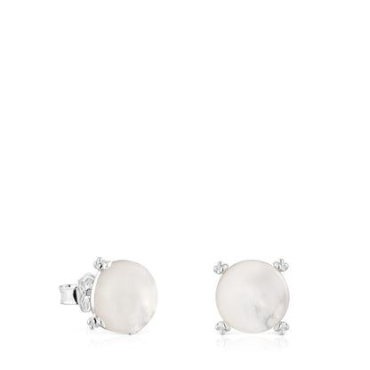 Silver Color Pills Earrings with mother-of-pearl |