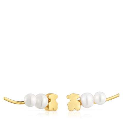Gold bear climber Earring with cultured pearls Sweet Dolls |