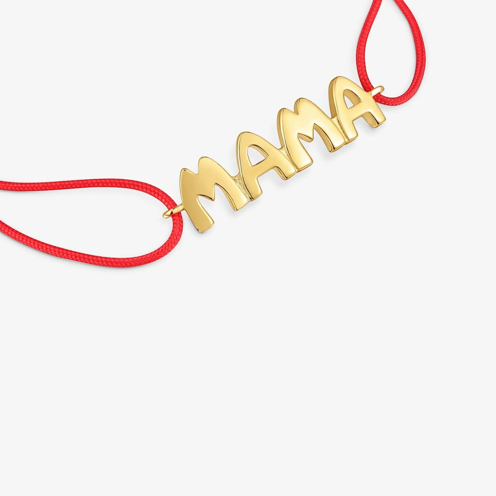 Red nylon Bracelet with vermeil Mama