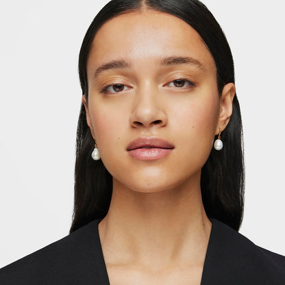 Silver Vermeil Gloss droplet Earrings with Pearl |