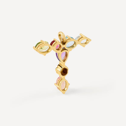 Letter T Pendant with gemstones ATELIER