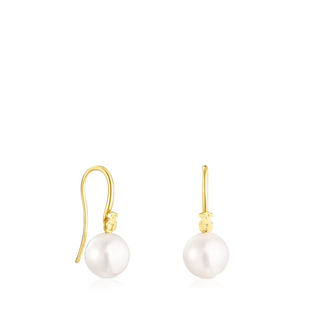 Short Silver Vermeil Gloss Earrings with Pearl |