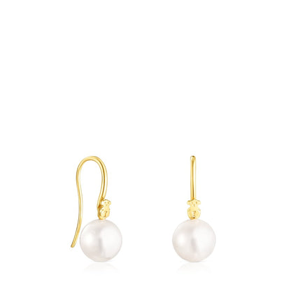 Short Silver Vermeil Gloss Earrings with Pearl |