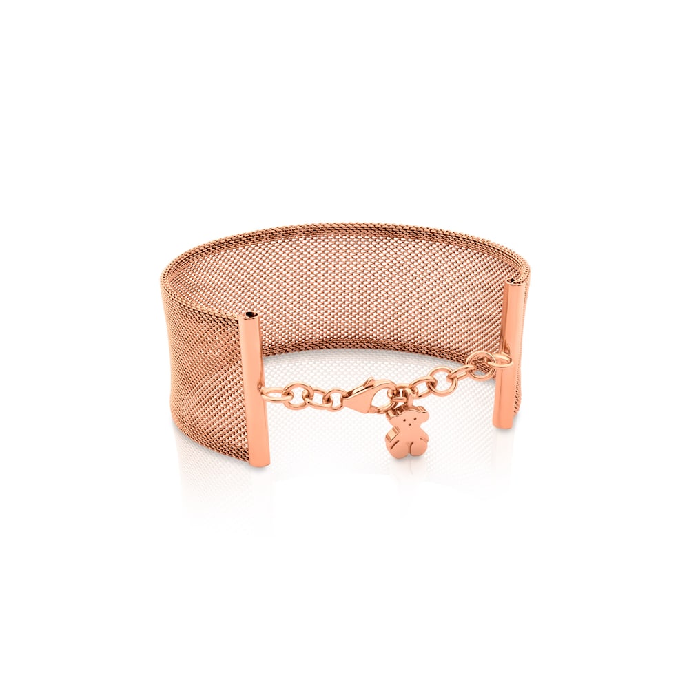 Steel and Rose Vermeil Silver Icon Mesh Bracelet