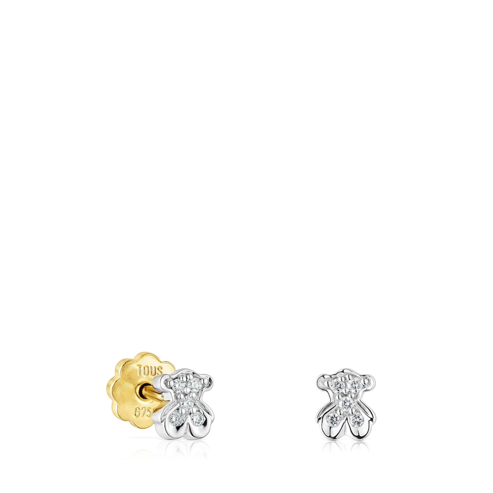 White gold Puppies earrings  bear motif