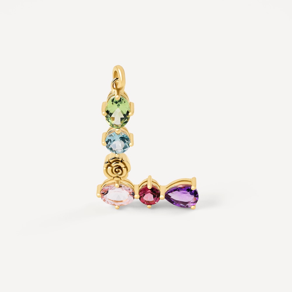 Letter L Pendant with gemstones ATELIER