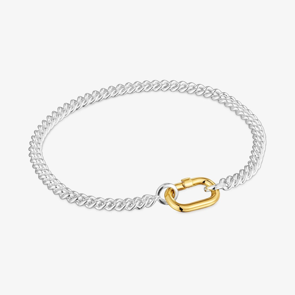 Silver Bracelet with two-tone ring Hold Oval