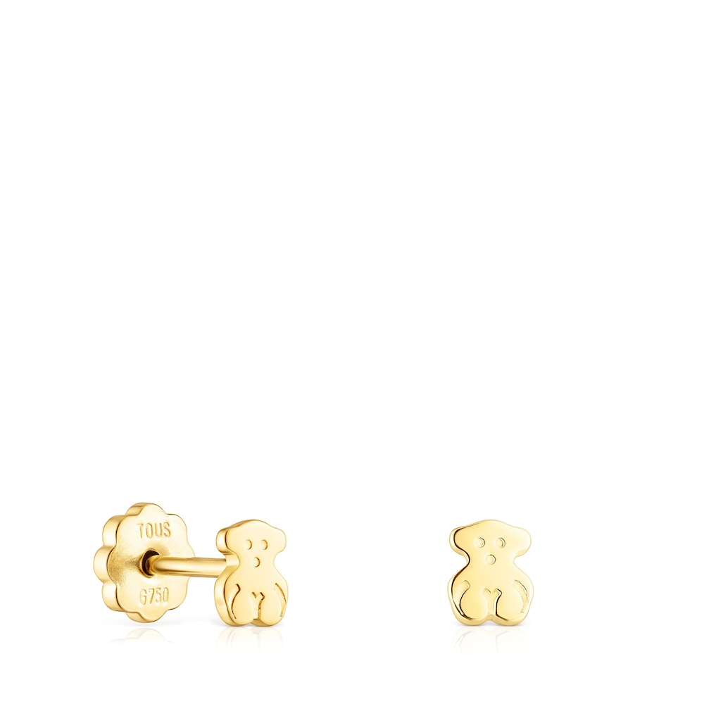 Gold   Baby earrings Bear motif |