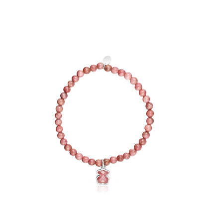 Silver and rhodonite Icon Color bracelet |