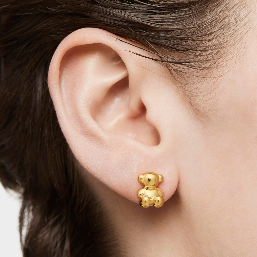 Bold Bear 10 mm bear Earrings with  plating over silver |