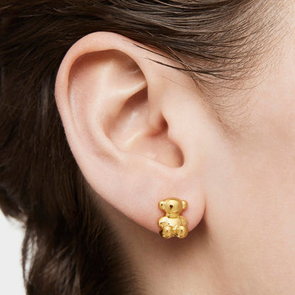 Bold Bear 10 mm bear Earrings with  plating over silver |