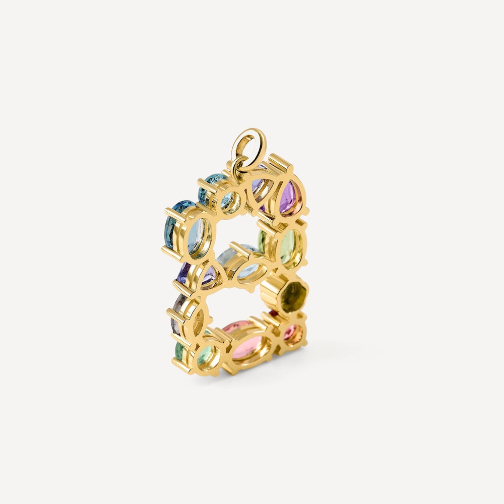 letter B Pendant with gemstones ATELIER