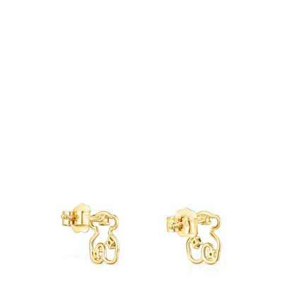 Gold Tsuri Bear earrings with gemstones |