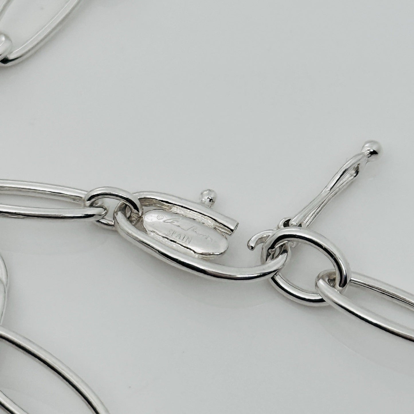 16" Tiffany Elsa Peretti Open Heart Pendant Necklace Oval Link Silver