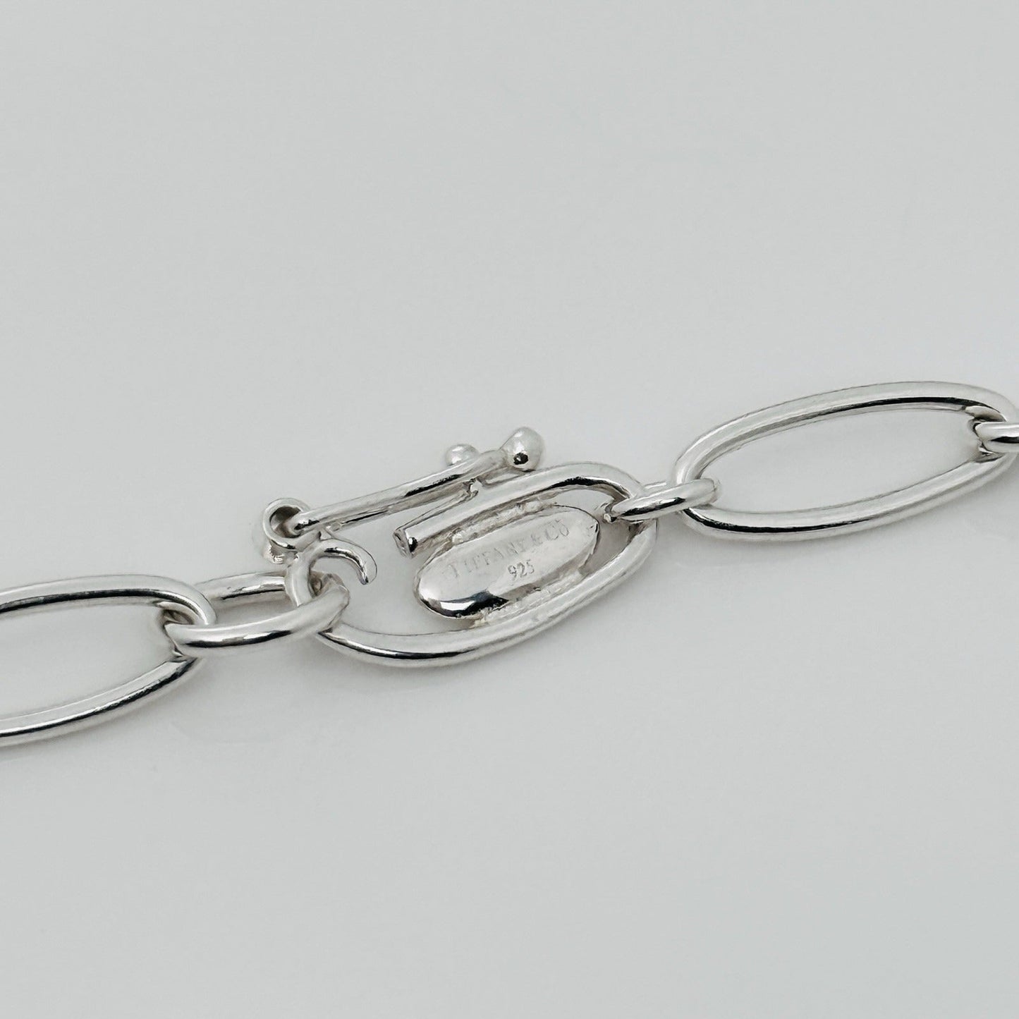 16" Tiffany Elsa Peretti Open Heart Pendant Necklace Oval Link Silver