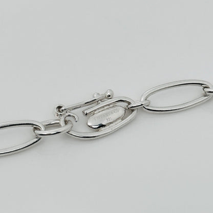 16" Tiffany Elsa Peretti Open Heart Pendant Necklace Oval Link Silver