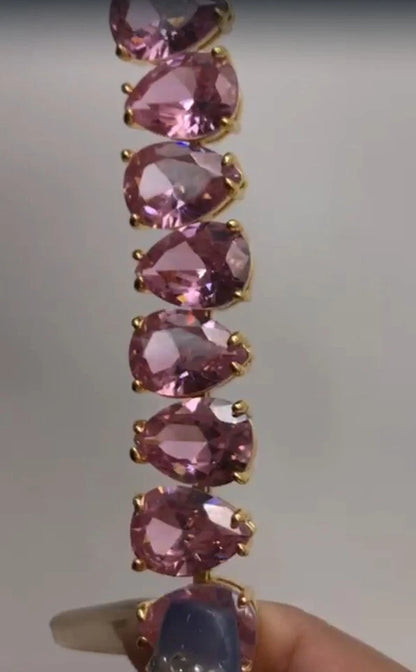 Millenia necklace Pear cut crystals Multicolored tone plated