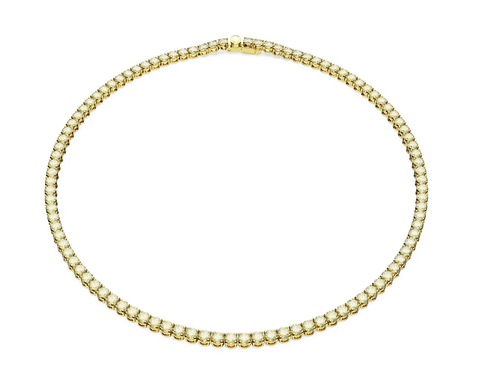 Matrix Tennis necklace Round cut Yellow tone plated