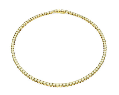 Matrix Tennis necklace Round cut Yellow tone plated