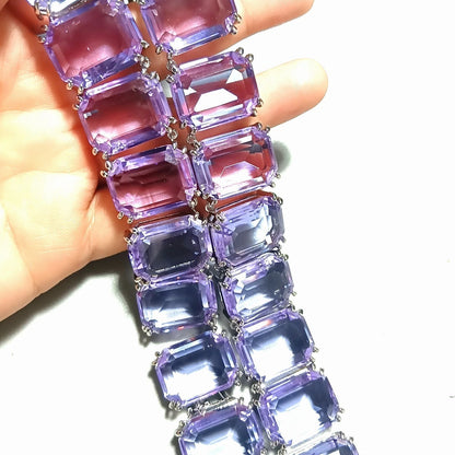 Millenia necklace Octagon cut crystals Purple Rhodium plated + Earrings for free