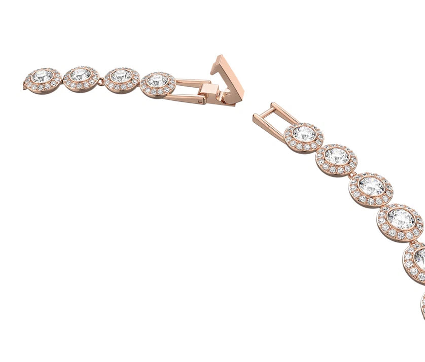 Una Angelic Tennis necklace Round cut, Medium, White, Rose tone plate