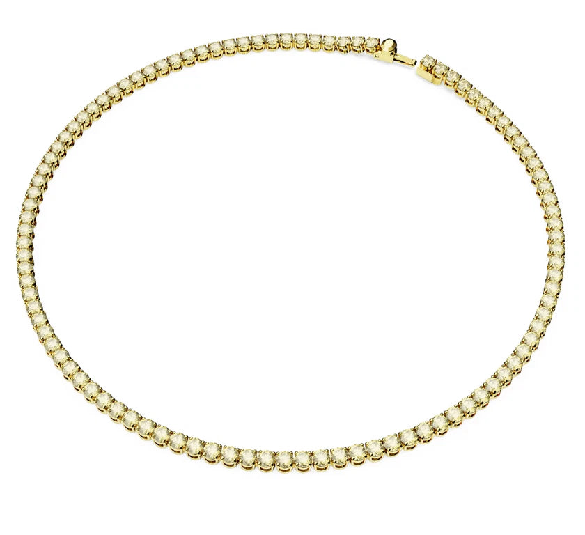 Matrix Tennis necklace Round cut Yellow tone plated
