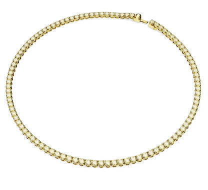 Matrix Tennis necklace Round cut Yellow tone plated