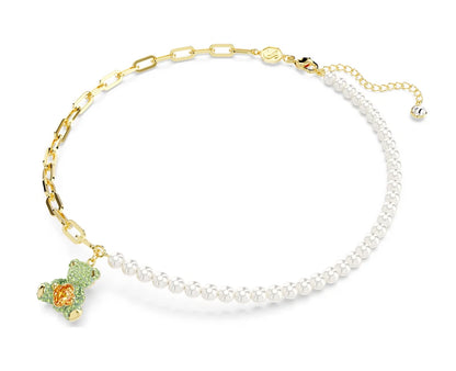 Teddy necklace & bracelet Crystal pearl Bear Multicolored tone plated