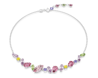 Gema necklace Mixed cuts, Multicolored, Rhodium plated