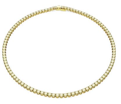 Matrix Tennis necklace Round cut Yellow tone plated