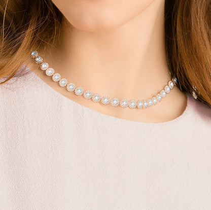 Una Angelic Tennis necklace Round cut, Medium, White, Rose tone plate