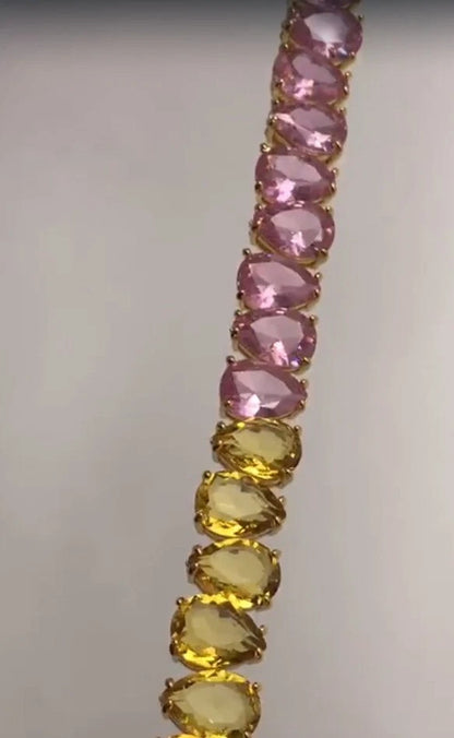 Millenia necklace Pear cut crystals Multicolored tone plated