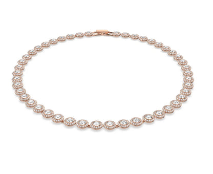 Una Angelic Tennis necklace Round cut, Medium, White, Rose tone plate