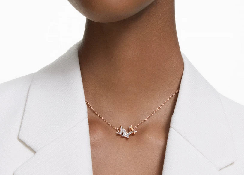Lilia necklace Butterfly White Rose tone plated
