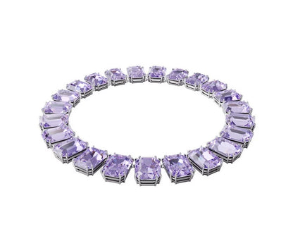 Millenia necklace Octagon cut crystals Purple Rhodium plated + Earrings for free
