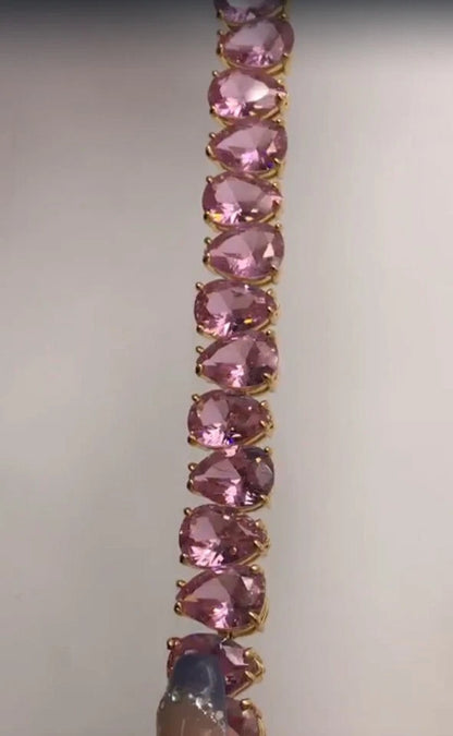 Millenia necklace Pear cut crystals Multicolored tone plated