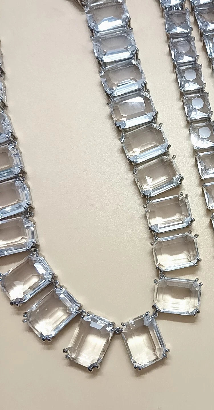 SWAROVSKI Millenia Tennis necklace Oversized crystals, Octagon cut, White, Rhod