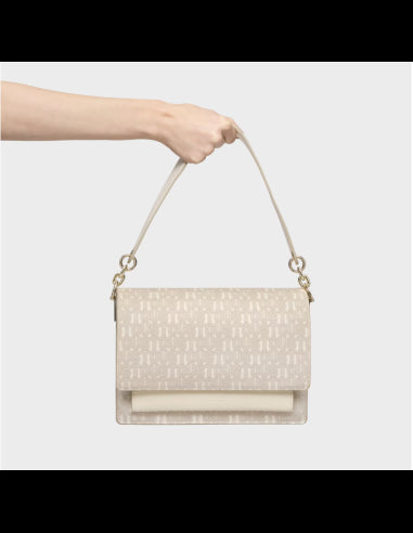 Audree beige medium shoulder bag   Buckles Silhouette