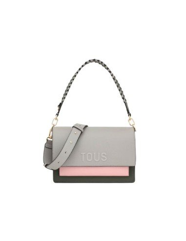 Medium grey and pink Audree Saffiano messenger bag