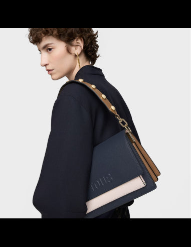Medium blue and pink Audree Saffiano messenger bag