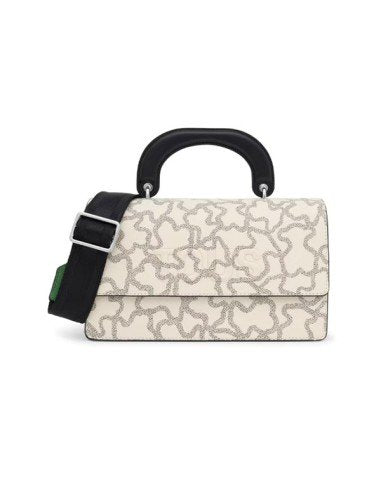 Medium Shoulder Bag Medium Flap Taupe and green Kaos Icon