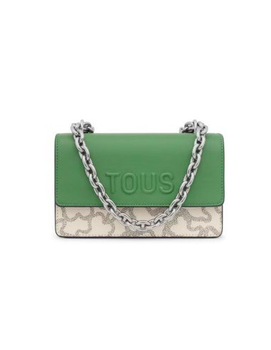 Small Shoulder Bag Taupe and Green Flap Kaos Icon